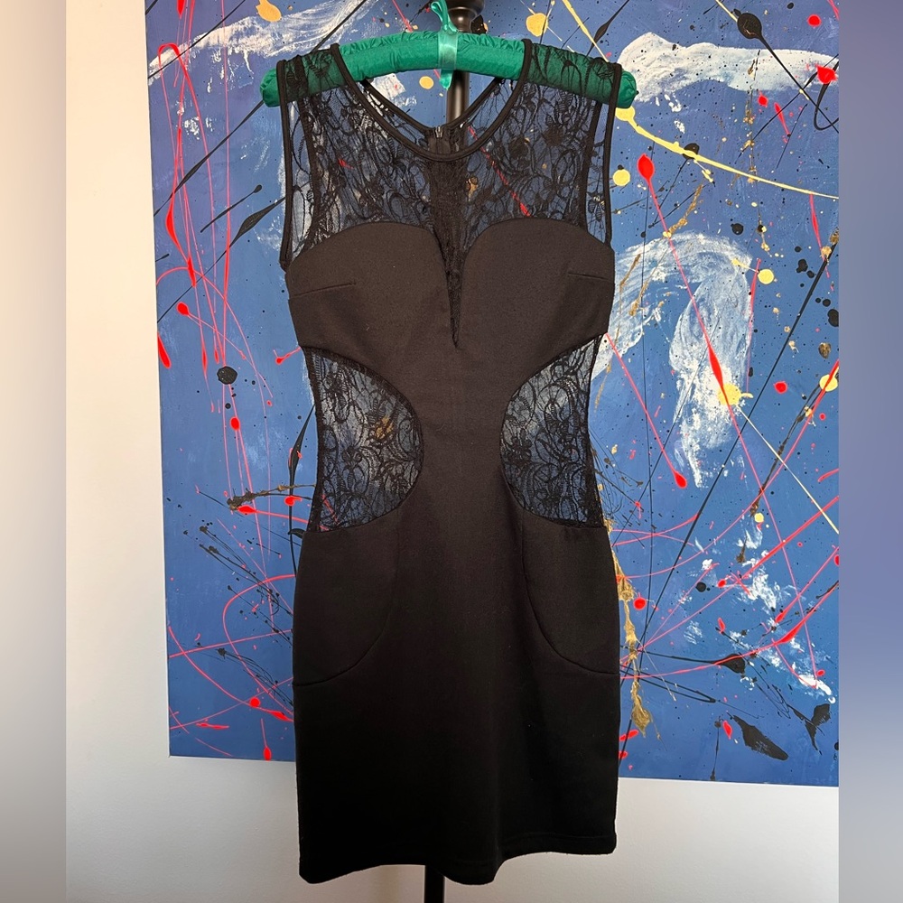 Black Lace Cutout Dress